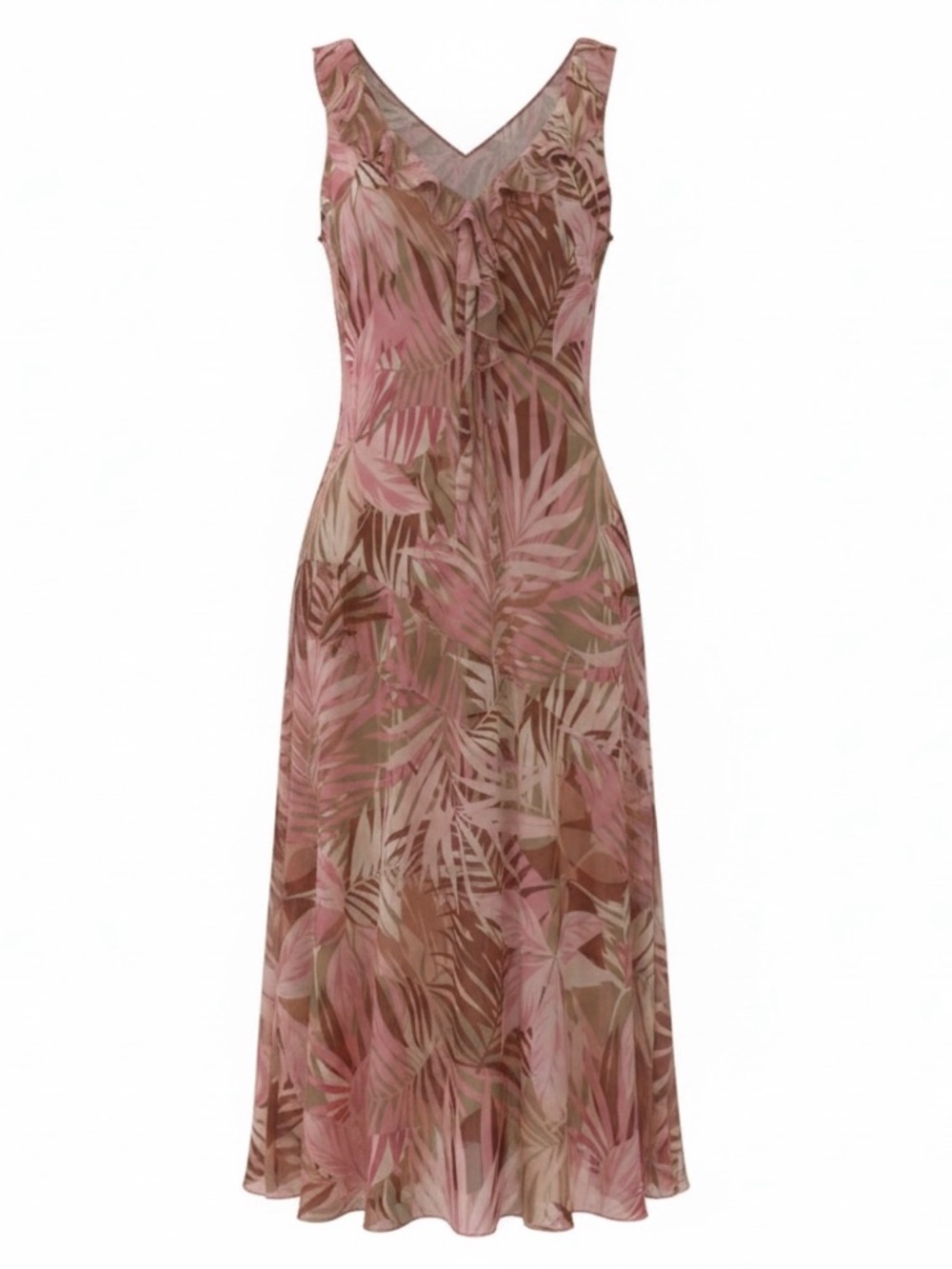 Vintage 90s Chiffon Midi Dress Ruffle Y2K Fairy Feminine Romantic Coquette